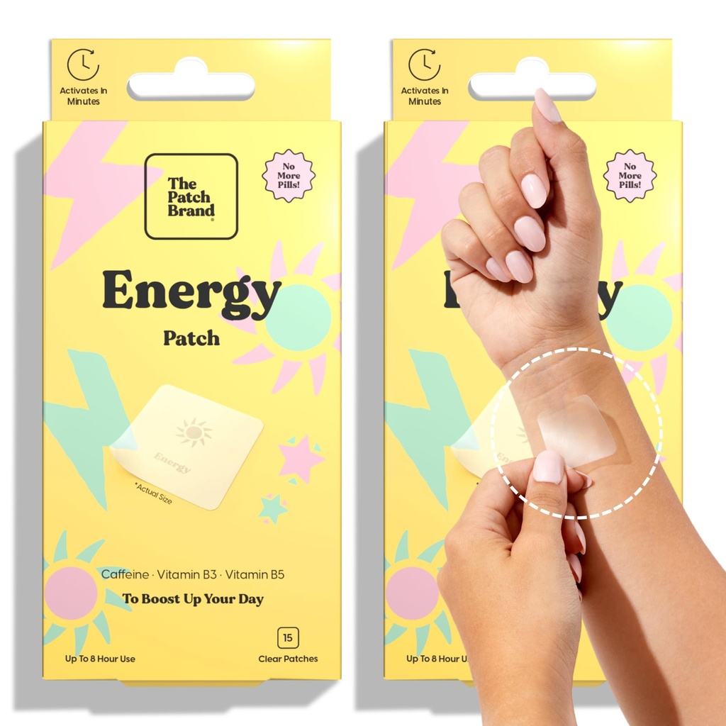 Der Patch Brand Energy Patches | unterstützt Energie mit Koffein und B5 und B3 | All Natural Wellness Patch Plant Based and Cruelty Free Water Resistant Patches that Last All Day