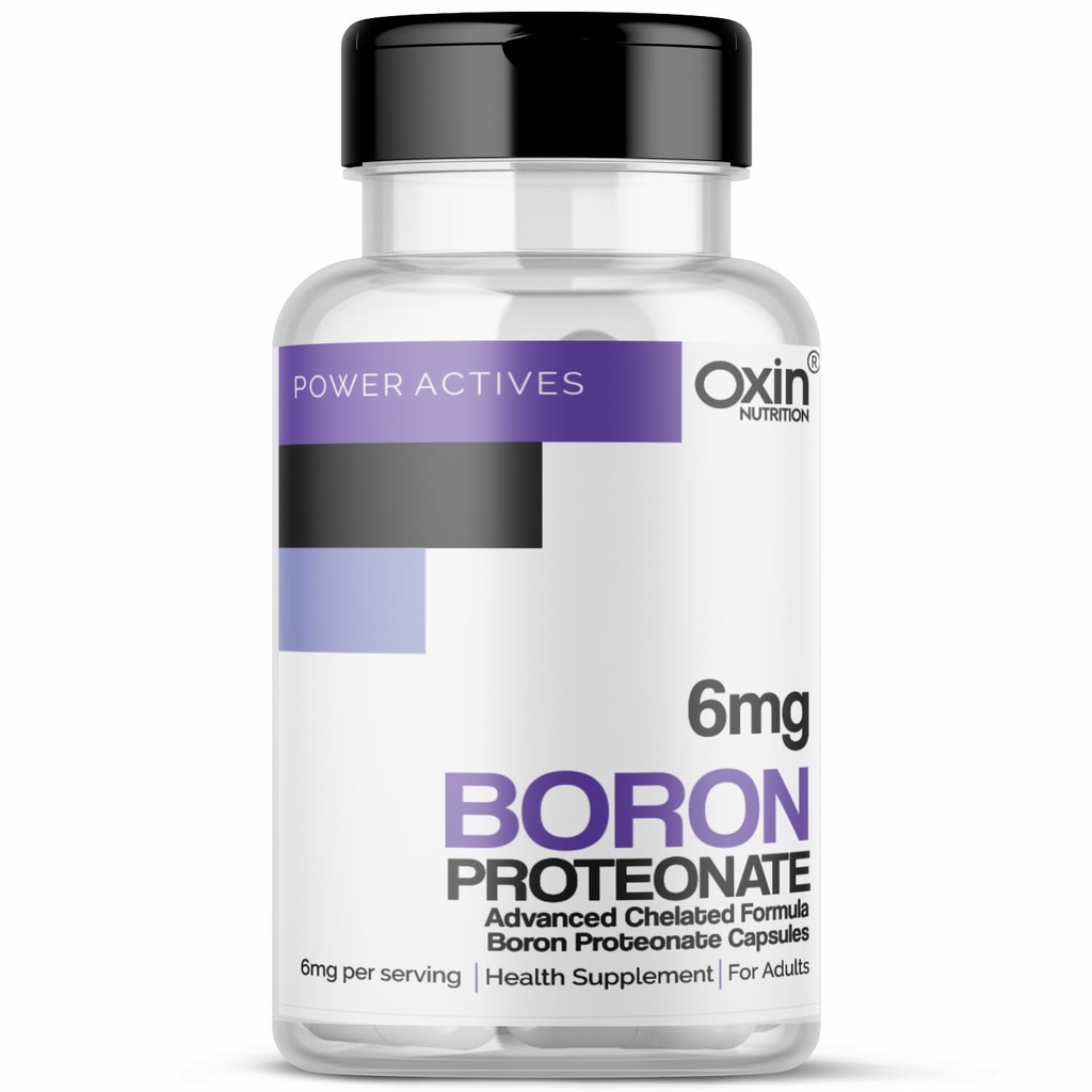 Oxin Nutrition Boron Proteonate 6mg Capsules Advanced Chelated Boron 60 Veg. Capsules