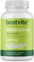 BESTVITE Pure Shilajit Extrakt 500mg (120 vegetarische Kapseln) - No Stearates - Vegan - Non GMO - Glutenfrei - Standardisiert auf 20% Fulvic Säure