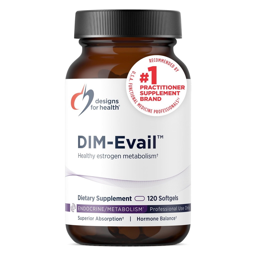 Designs for Health DIM-Evail - 100mg DIM Supplement Enhanced Absorption Diindolylmethan - Unterstützt gesunde Estrogen Metabolismus und Frauengesundheit - Non-GMO & Soy-Free (120 Softgels)