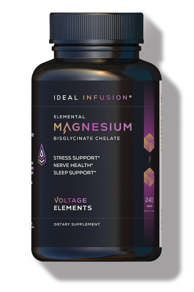 Éléments de tension Magnésium Glycinate Chelate 2777mg - Favorise la relaxation et le sommeil profond - Magnésium élémentaire 500mg (240 capsules) Vegan