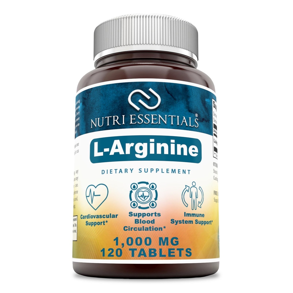 L-Arginin 1000 Mg 120 Tabletten Nahrungsergänzung - Unterstützt Herz-Kreislauf-Gesundheit - Unterstützt Immunsystemfunktionen - fördert Blutzirkulation