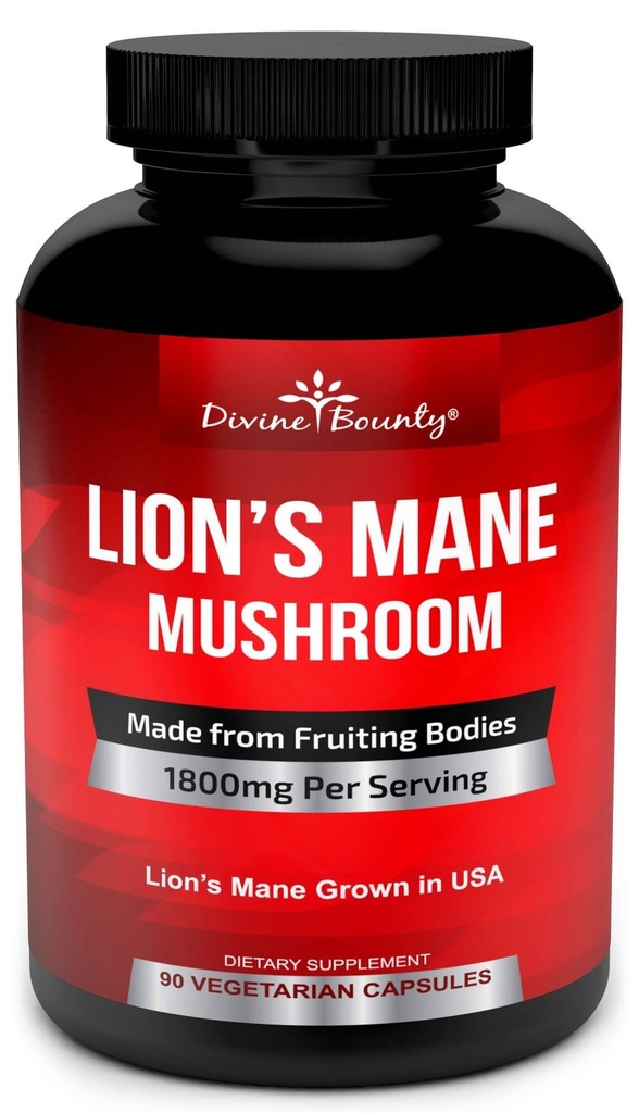 Bio Lions Mane Mushroom Capsules - 1800mg Strongest Lion's Mane Mushroom Supplement - Non-GMO Lions Mane Extract Powder - Nootropic Brain Supplement - Brain & Immununterstützung - 90 Vegetarische Caps