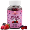 Multivitamin Jelly Beans - Vitamines à croquer Gommies avec Zinc pour les enfants - Suppléments de vitamines de soutien immunitaire - Supplément de vitamines multivitamines végétariennes pour les enfants - 120 Haricots secs