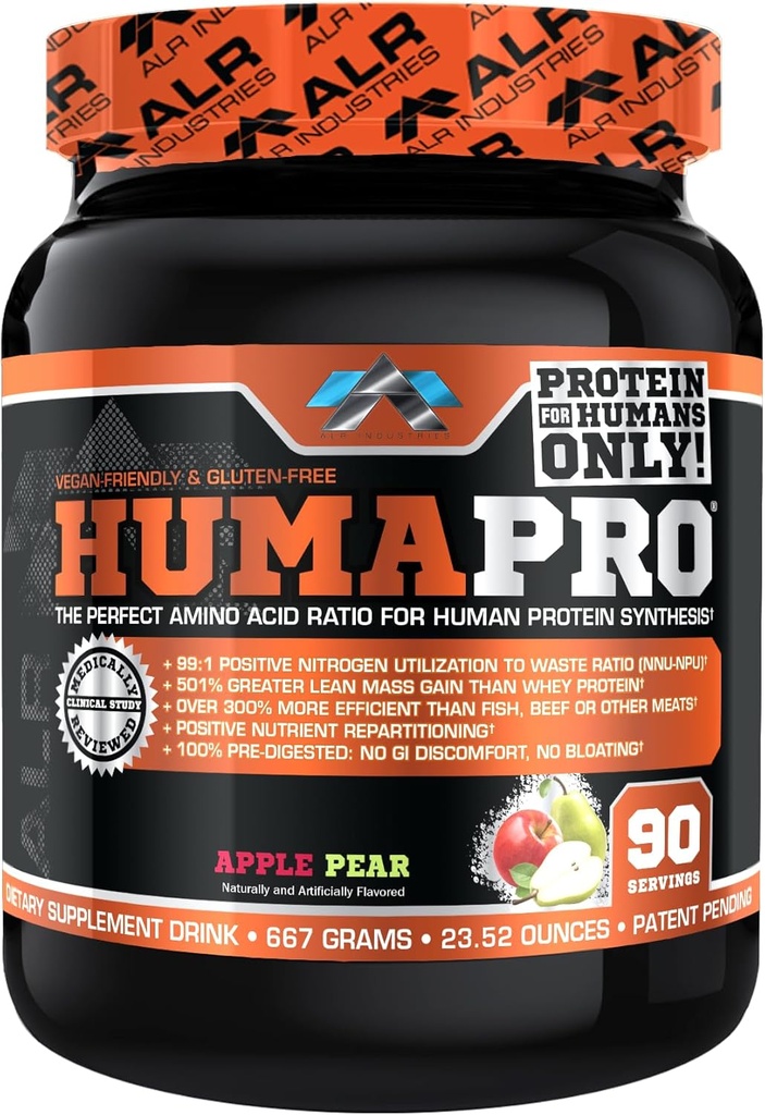Humapro | Aminosäuren Protein Matrix für Menschen | 99% Verwendung für Lean Muscle | Vegan, Glutenfrei | 667g / 90 Servierungen (Apple Pear)