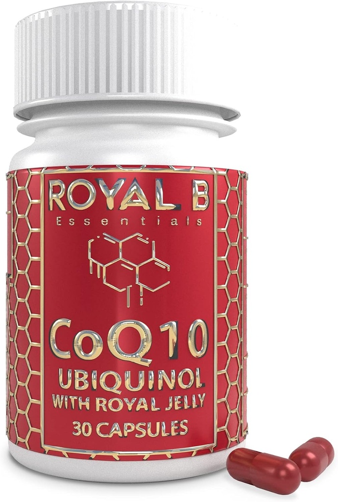 Ultra-Premium Co-Enzyme Q10 mit Royal Jelly, Ubiquinol CoQ10 Kapseln für Herzgesundheit und Immunabwehr, All-Natural CoQ10 Ergänzung von Bienen, 3.000 mg, 30 Veggie Kapseln