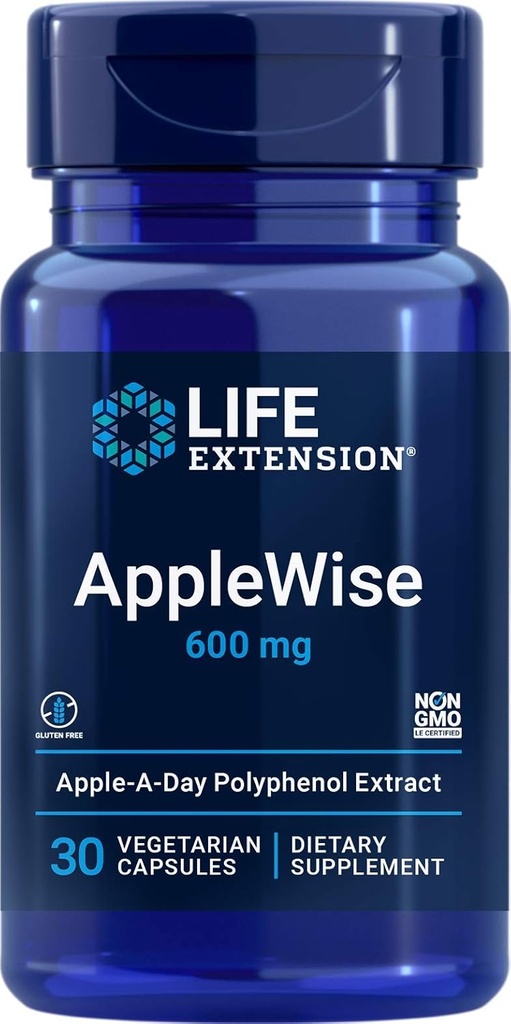 Life Extension AppleWise 600mg Antioxidant-Rich Organic Apple Polyphenols Heart & Colon Health - Non-GMO, Gluten-Free - 30 Vegetarian Capsules