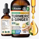BIO KRAUTER Turmeric et supplément de gingembre Teinture - Turmeric Curcumin Immune Soutien gouttes - Extrait de gingembre avec poivre noir - Vegan Formula - 2 Fl.Oz.