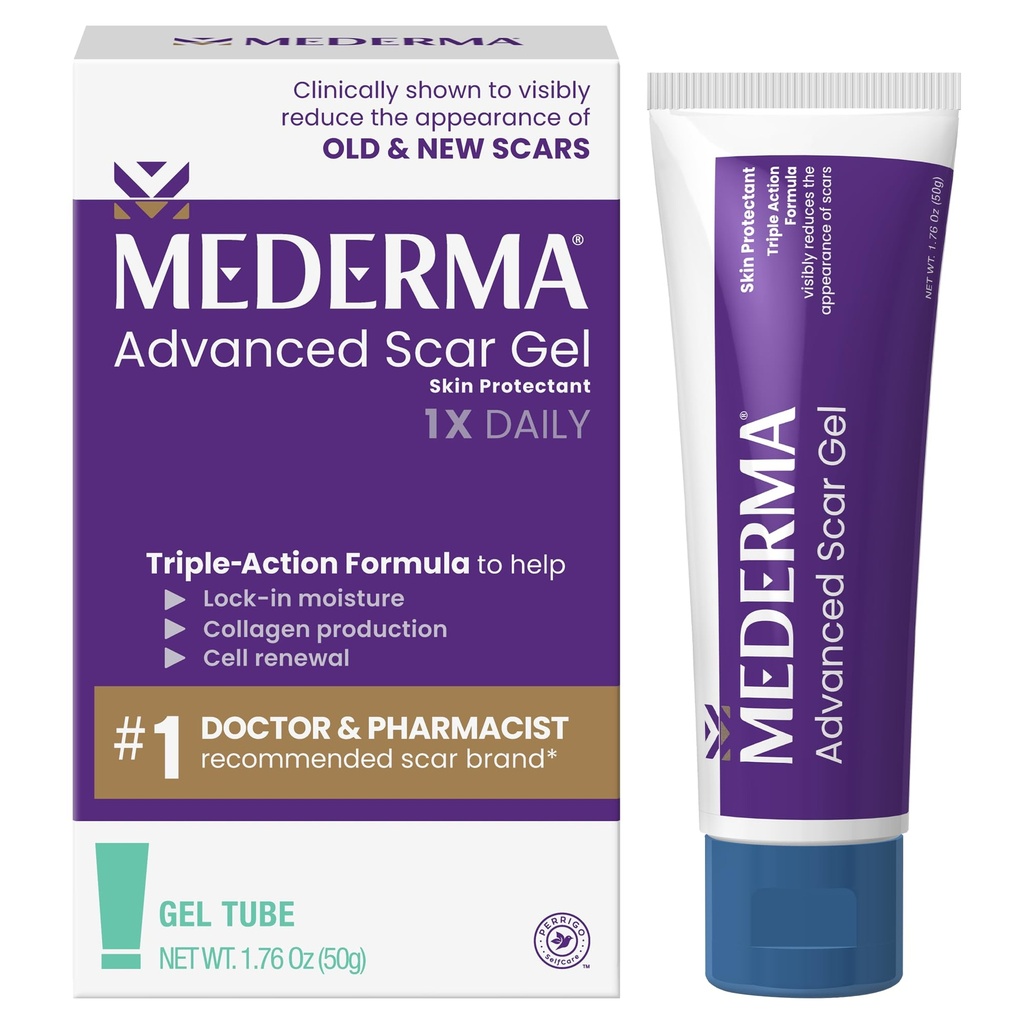 Mederma Advanced Scar Gel - Behandelt alte und neue Narben, Reduziert Aussehen von Narben aus Akne, Chirurgie, Burns, Injury & Stretch Marks, 1.76 Oz (50g)