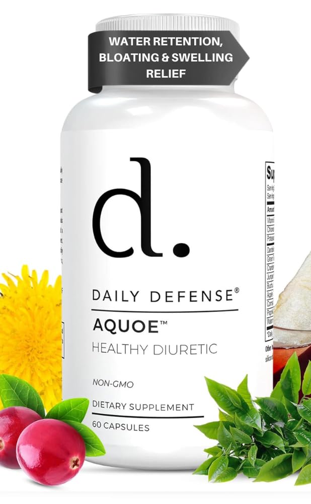 Pilules diurétiques - Pilules de canneberge avec thé vert, dandelion, vinaigre de cidre de pomme et plus - Pilules d'eau AQUOE pour Bloating & Fitness - Pilules d'eau par la Défense quotidienne, 60 Capsules
