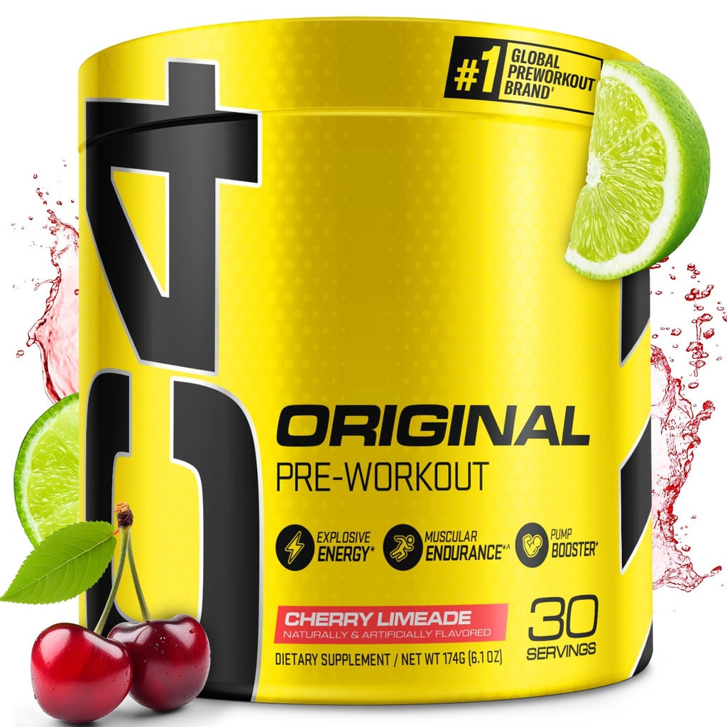 Cellucor C4 original pré-entraînement poudre cerise Limeade de la vitamine C pour l'immunité Support de sucre libre Pré-entraînement énergie pour les hommes et les femmes 150mg caféine + bêta Alanine + créatine