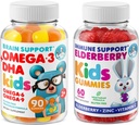 DR. MORITZ Cardio & Immune Boost Duo - Kids Omega 3 Gummi (90 Count) mit Elderberry Gummies für Kinder (60 Count)