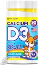 Kalzium D3 Kautabletten für Kinder – 640 mg Kalzium & 320 IU Vitamin D3 – Non-GMO, Milch Geschmack – Knochen & Zähne Unterstützungsergänzung – 90 Tabletten für Alter 2+