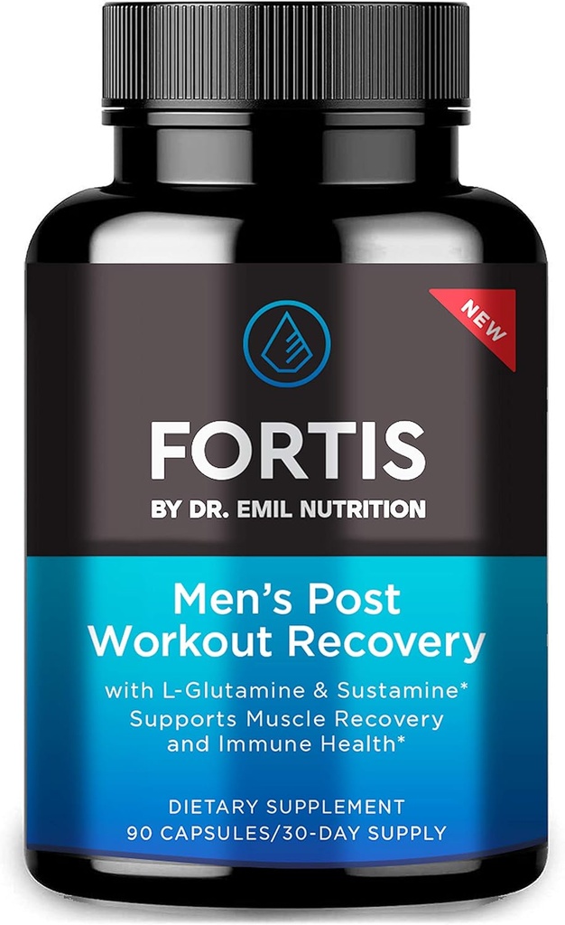 DR. EMIL NUTRIITION Fortis Capsule de récupération post-entraînement pour les hommes avec L-Glutamine et Sustamine pour soutenir la récupération musculaire et la santé immunitaire, 30 portions