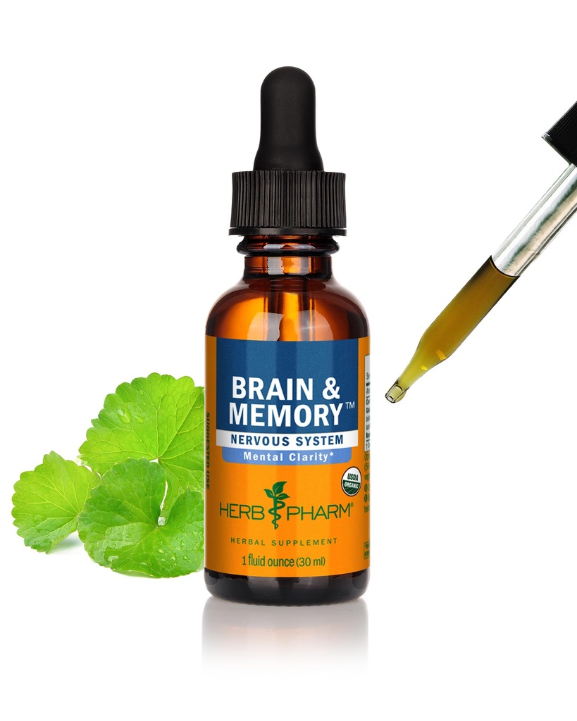 Herb Pharm Organic Nootropic Brain & Memory Supplement mit Ginkgo Biloba Liquid Extract: Schnelle Absorption für Mental Focus Support, Ginkgo Supplement, Vegan, Glutenfrei, Non-GMO, 1 Oz