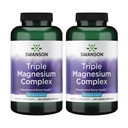 Complexe Swanson Triple Magnésium - Supplément Minéral - Support Naturel - Avec Citrate, Oxyde et Aspartate - (300 Capsules, 400mg chacune, 2 Pack)