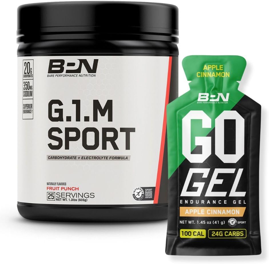 BARE PERFORMANCE NUTRITION BPN G.1.M Sport Endurance Training Fuel & Go Gel Endurance Gel Apple Cinnamon Bundle