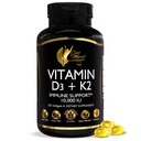 Cocó March N.M.D Vitamin D3+K2 10.000 IU - Hohe Potenzergänzung für Frauen & Männer, Immununterstützung, Knochen & Gelenkgesundheit - Glutenfrei, Non-GMO, 4 Monate Versorgung, 250 mcg D3, 180 mcg Vitamin K2