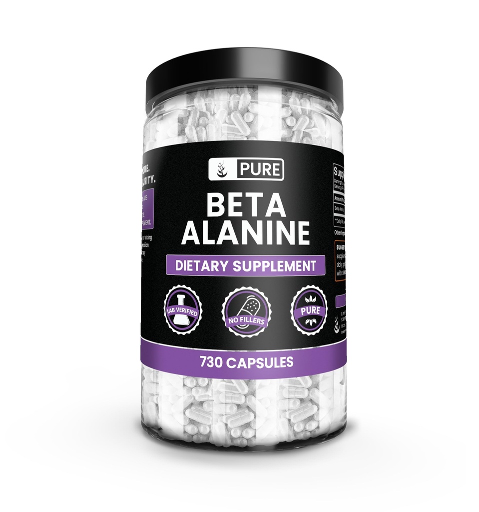 Pure Original Zutaten Beta Alanine, (730 Kapseln) Immer rein, keine Zusatzstoffe oder Füllstoffe, Lab Verified