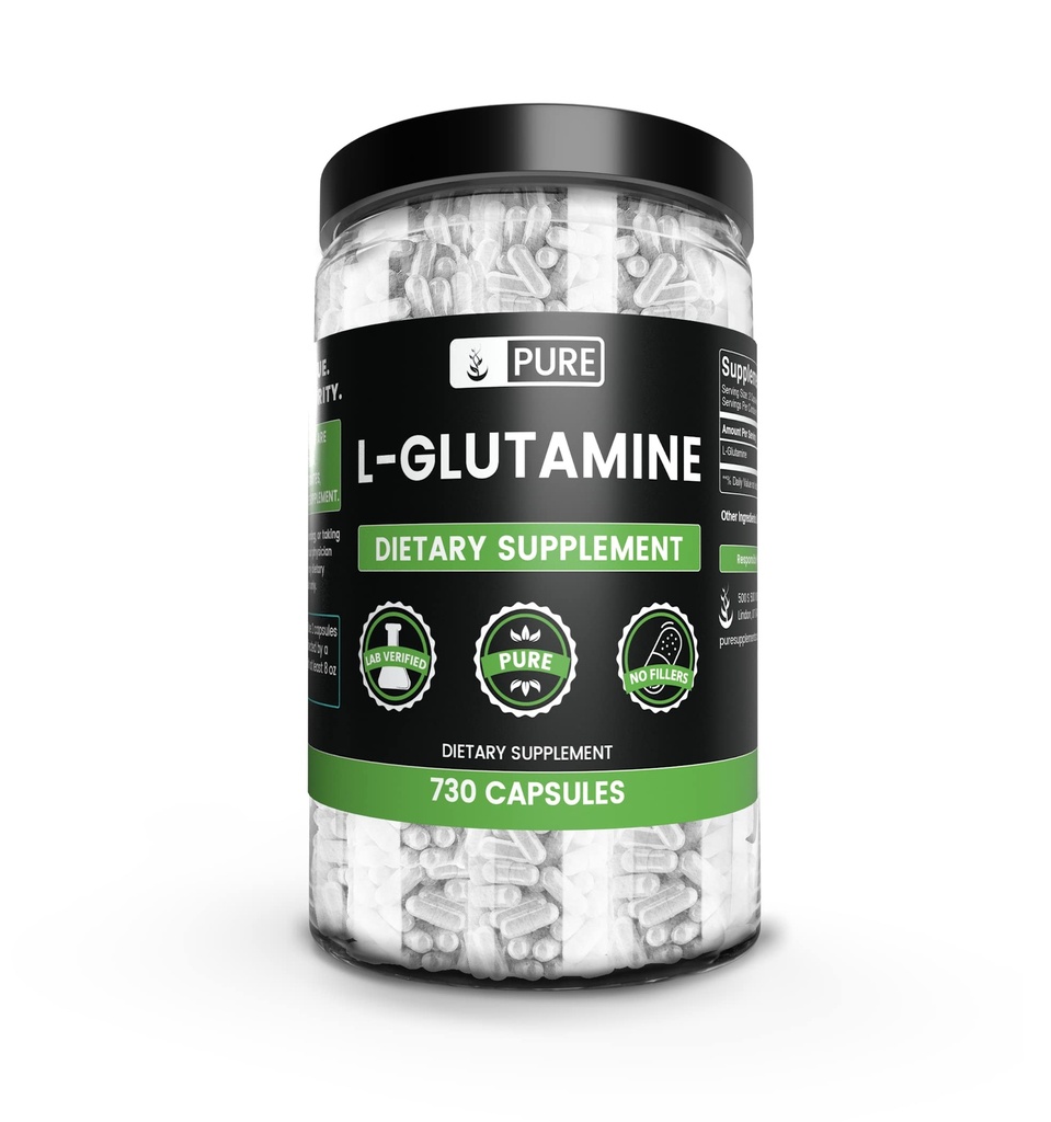 Ingrédients originaux purs L-glutamine (730 Capsules) Pas de Magnésium ou de Rice Fillers, Toujours Pure, Verified Lab