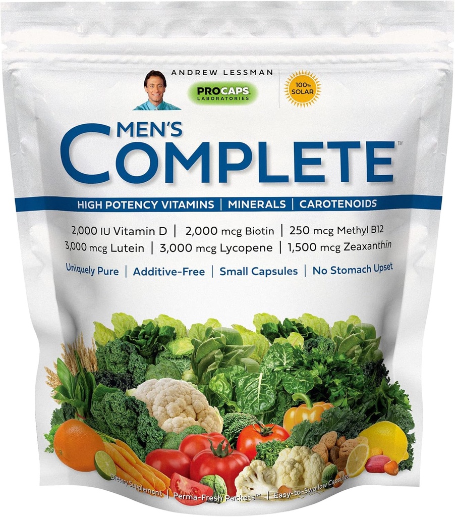 ANDREW LESSMAN Multivitamin-Men's Complete 30 Packets - Hohe Potenzen von 30+ Nährstoffen, essentielle Vitamine, Mineralien, Carotinoide. Small Easy-to-Swallow. Keine Bindemittel, keine Füllstoffe, keine Zusatzstoffe