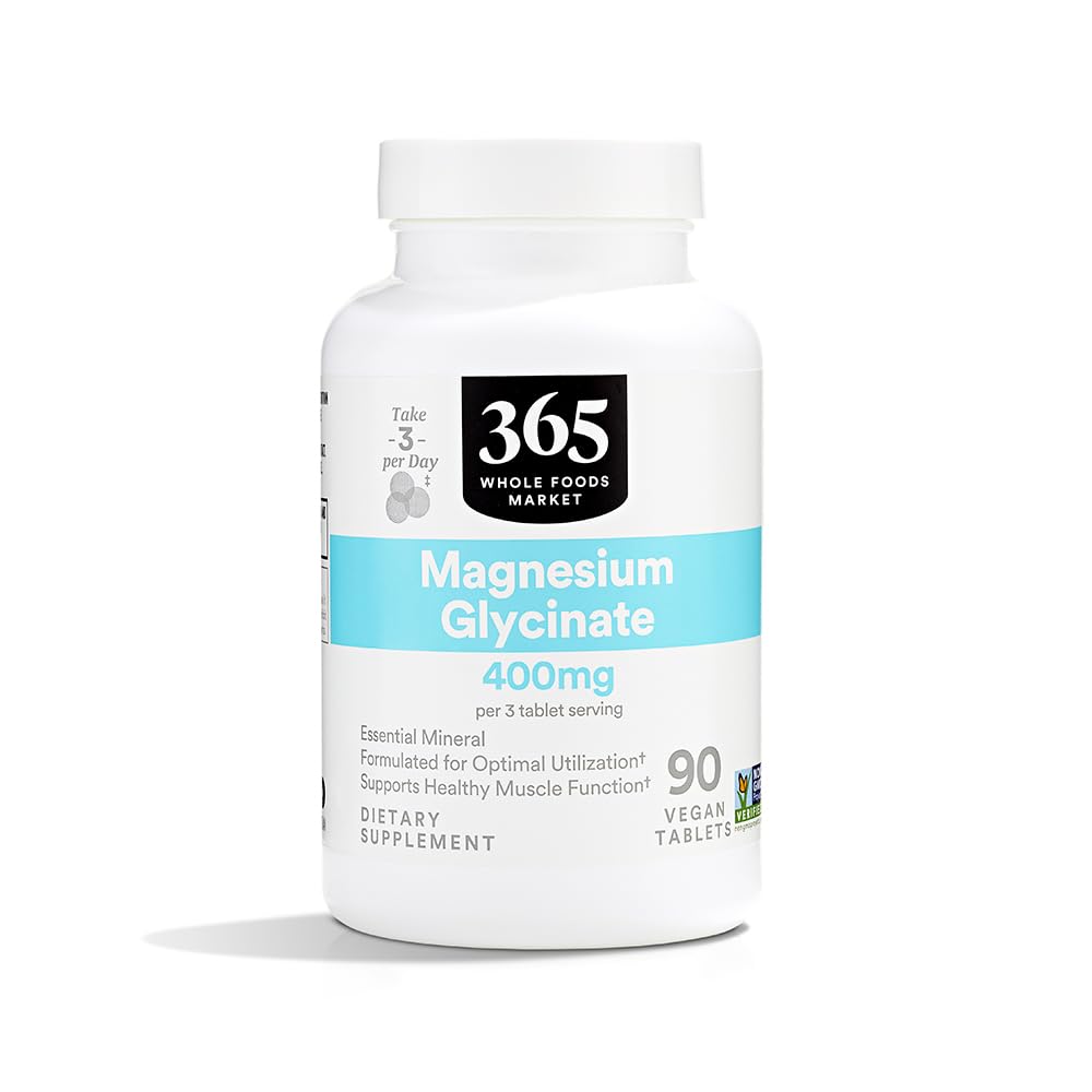 365 von Whole Foods Market, Magnesium Glycinate Tablets, 400 MG, 90 Count