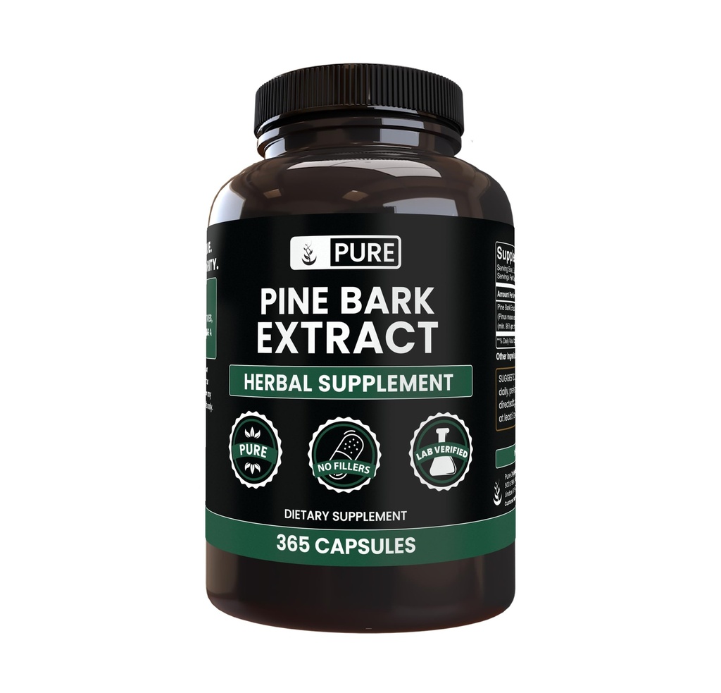 PURE ORIGINAL INGREDIENTS Pine Bark Extrakt (365 Kapseln) Kein Magnesium oder Reisfüller, Immer rein
