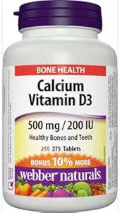 Webber Naturals Calciumcarbonat 500mg mit Vitamin D3 200iu, 275 Tabs Bonuspaket