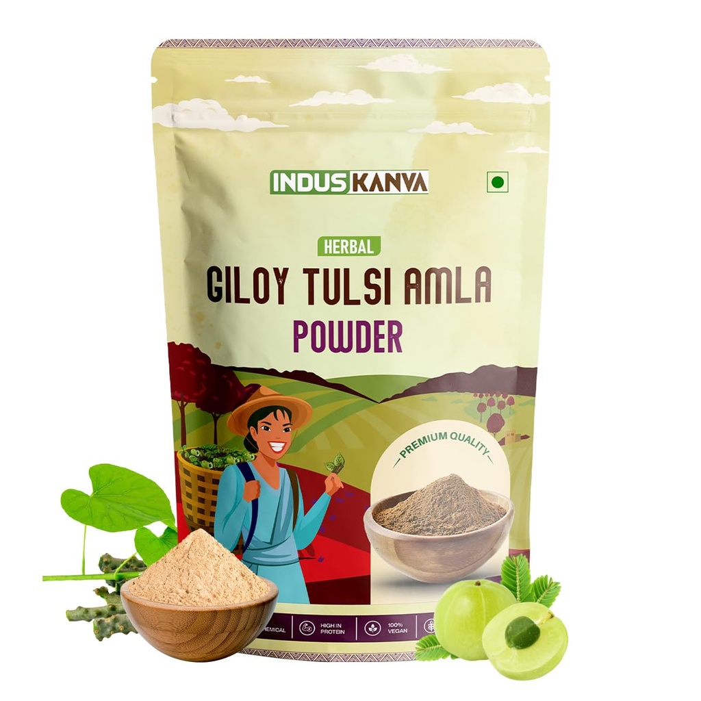 Giloy Tulsi Amla Powder 100g | Herbal Immunity Support Blend | Natural Daily Wellness Mix | Rich in Antioxidants | No Added Preservatives | Vegan | Lab Tested