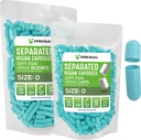 XPRS Nutra Vegan Größe 0 Getrennte Kapseln - 500 Count Premium Leere Kapseln Getrennt in Taschen - Pillen 0 Leer für DIY Ergänzung Füllung (Aqua)
