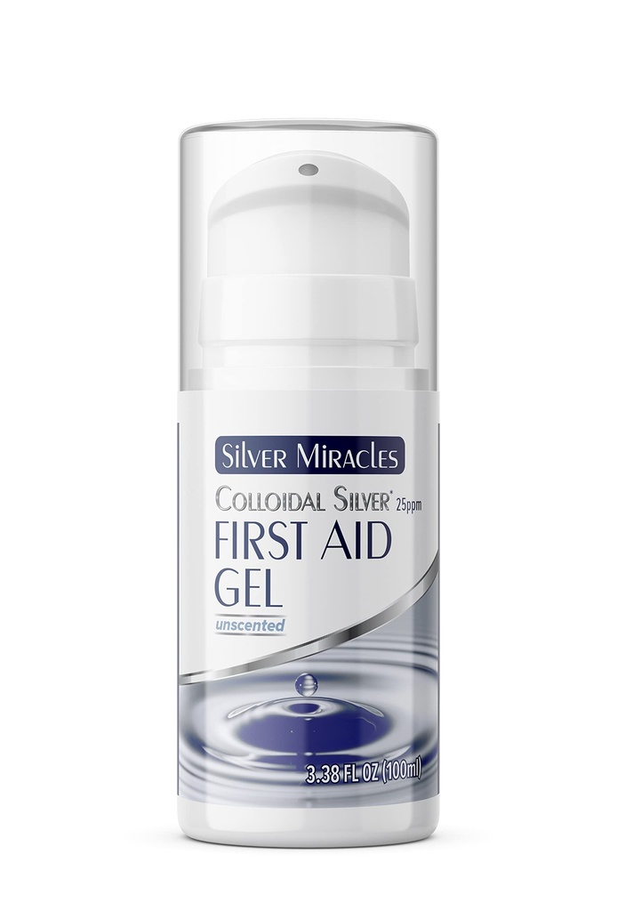 Silber Wunder - Kolloidal Silber Erste Hilfe Gel - Airless Bottle - Nano Silber Gel Wound Care - Heilende Salbe für Burns, Sunburns & Irritated Skin - Unscented -3.38 OZ - 25 PPM