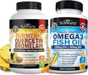 Quercetine curcuma avec supplément de bromelain (1 mois d'approvisionnement) Plus Triple force Oméga 3 Huile de poisson Softgels (1 mois d'approvisionnement)
