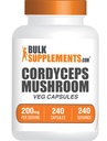 BulkSupplements.com Cordyceps Mushroom Capsules - Cordyceps Extract, Cordyceps Sinensis - Gluten Free, 1 Capsule per Serving (200mg), 240 Veg Capsules (Pack of 1)