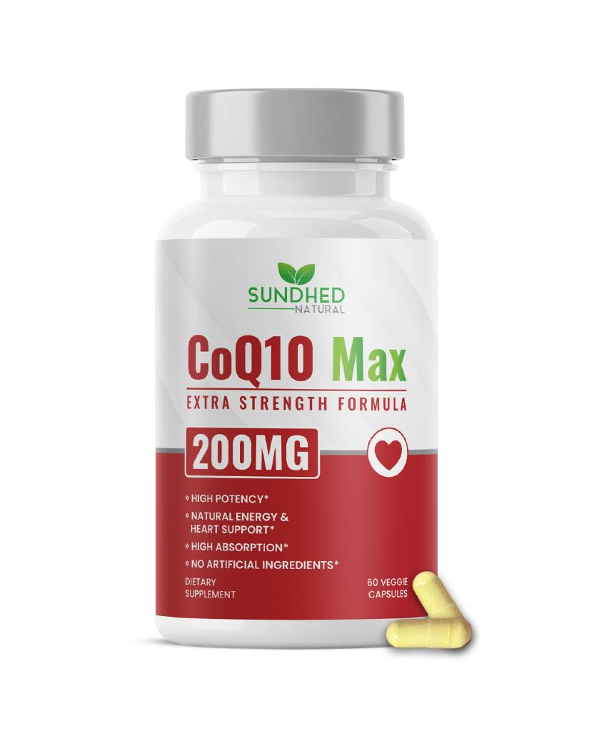 CoQ10 200mg Vegan, Ultra CoQ10 - Suppléments de Coenzyme Q10 ultra-haute absorption - Supplément antioxydant pour la santé vasculaire et cardiaque, la fertilité et la production d'énergie - 2 mois d'approvisionnement - 60 Compte