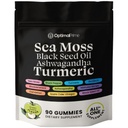 Optimale Prime Sea Moss und Black Seed Oil Gummis, Ashwagandha, Turmeric, Manuka Honey, ACV, Dandelion, Black Pepper, Burdock, Bladderwrack, Vegan, 90 Gummis 45 Day Supply