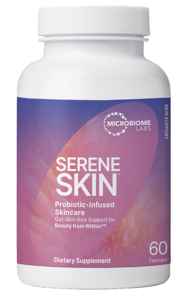 Microbiome Labs SereneSkin - Complexe probiotique à base de spore avec des agrumes polyphénols pour la clarté de la peau et le soutien de la santé Gut - Soothe The Gut-Skin Axis (60 capsules)