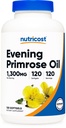 Nutricost Evening Primrose Oil 1.300mg, 120 Softgels - Kaltgepresst, Non-GMO, Glutenfrei, 120 Portionen