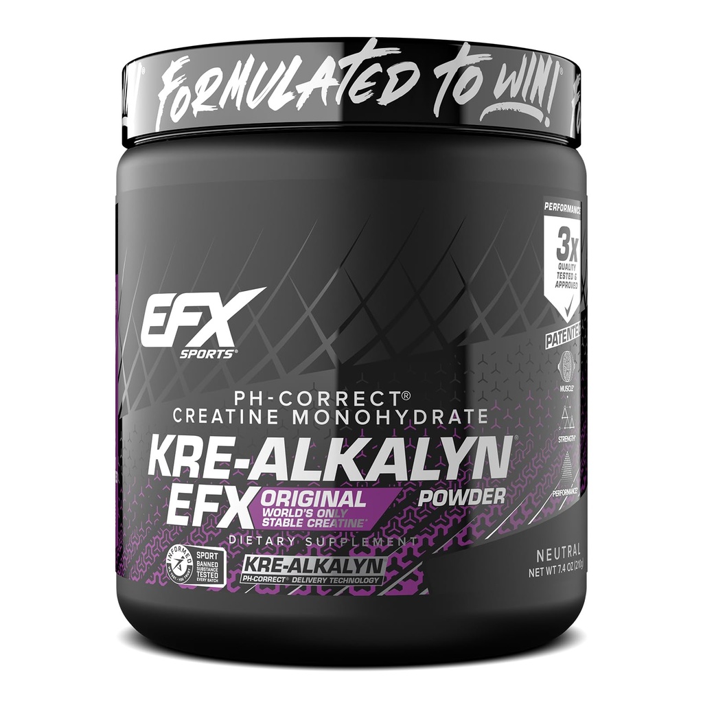 EFX Sports Kre-Alkalyn EFX Pulver | pH-gerecht Kreatin Monohydrat-Pulver-Ergänzung | Stärke, Muskelwachstum & Leistung | 140 Portionen (Unflavored)