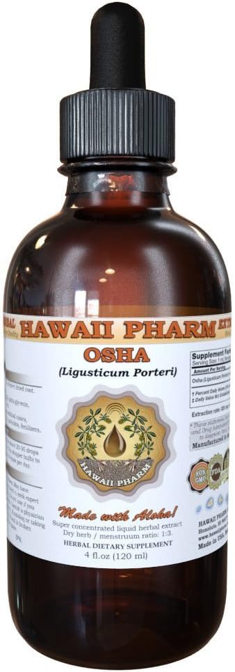 Hawaii Pharm OSHA (Ligusticum porteri) Flüssiger Extrakt, Tinktur, Kräuterergänzung, Made in USA, 2 fl.oz