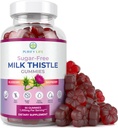 Lait sans sucre Gummies de chardon pour nettoyer le foie Détox et réparation (Natural Blueberry-Raz Flavor) Cardo Mariano, supplément de chardon de nettoyage de lait, support antioxydant, végétalien, remplace les pilules et capsules