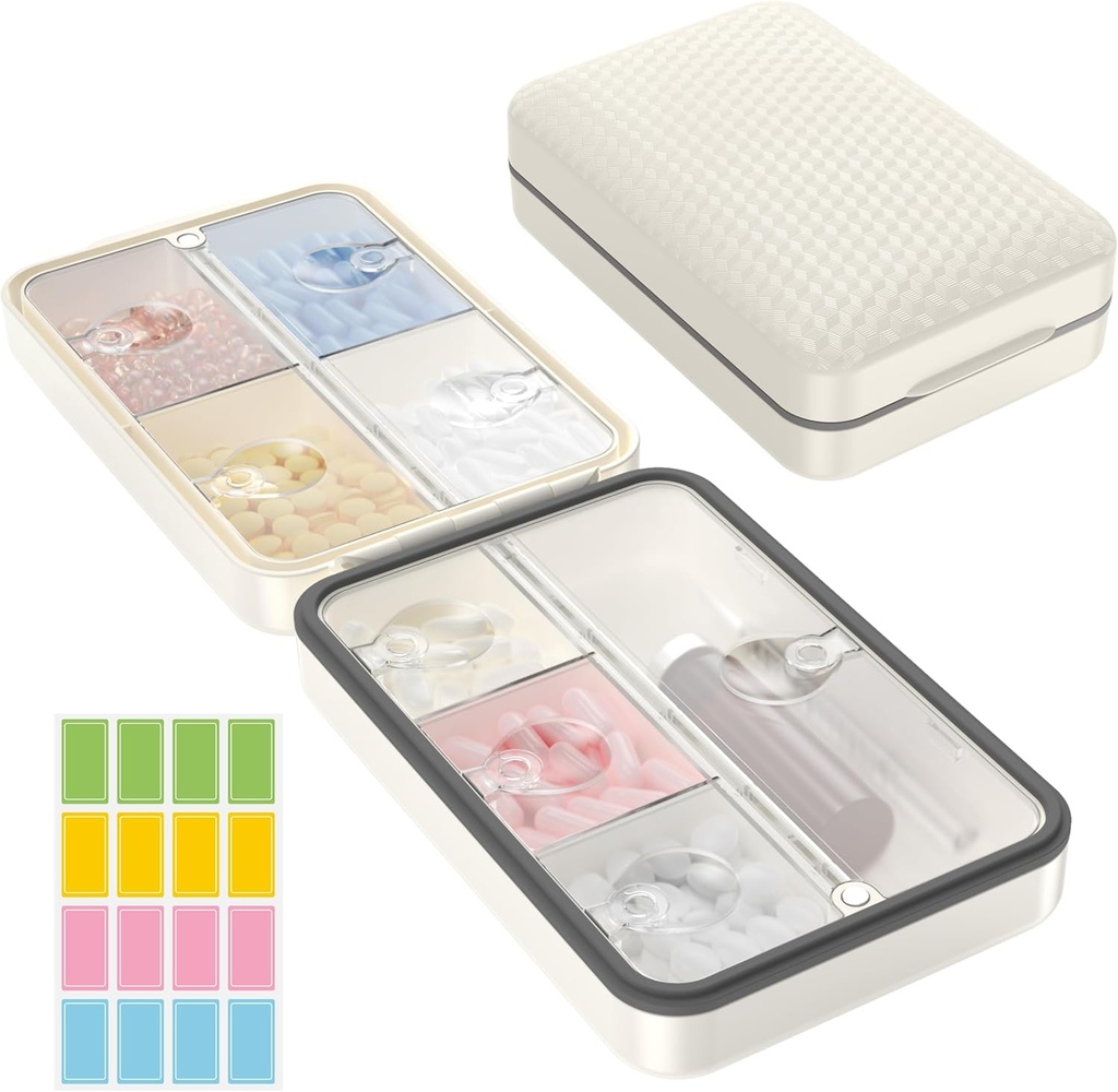Restree Wöchentliche Pille Organizer, Magnetische Feuchtigkeit Proof Pille Fall, große Kapazität Reise Pille Box mit Innere klare Lid für Vitamine, Ergänzungen und tägliche Medikamente 8 Kompartment (Weiß)