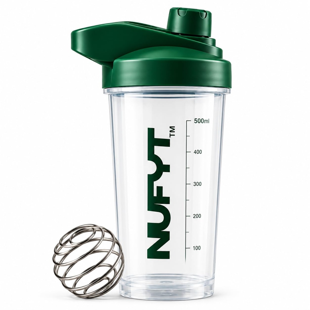 (Patented Design BPA-Free Protein Shaker Bottle 500 ml with Steel Whisk Ball | Leak-Proof Lid | Easy to Clean & Travel Friendly | for Protein Shakes, Pre-Workout & Smooth Mixing