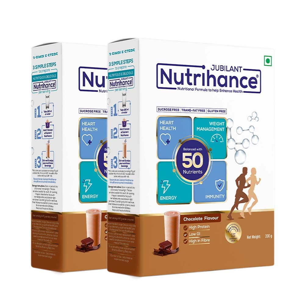 Nutritional Drink in Chocolate Flavour, 50 Vital Nutrients | Promotes Heart Health, Immunity Building, Weight Management, Energy Booster (200 g (Pack of 2))