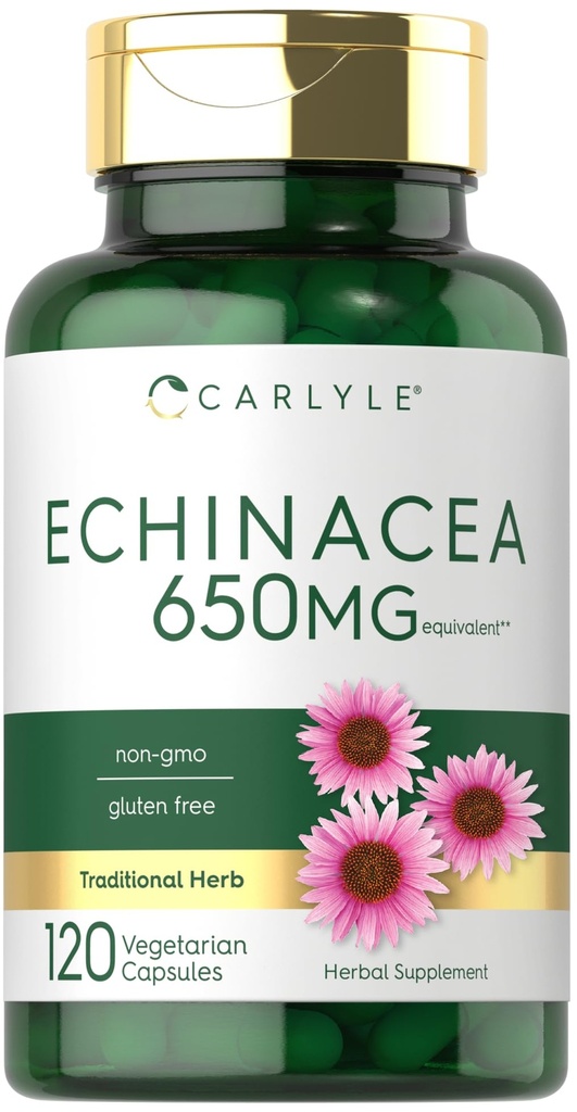 Carlyle Echinacea | 650mg | 120 Kapseln | Vegetarisch, Non-GMO & Gluten Kostenlose Ergänzung