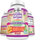 FRESH HEALTHCARE Multi Collagen Pillen mit Typ I, II, III, V & X Peptide mit Vitamin C, Hyaluronsäure - Unterstützt gesundes Haar, Haut, Nägel und Gelenke - 120 Kosher Kapseln