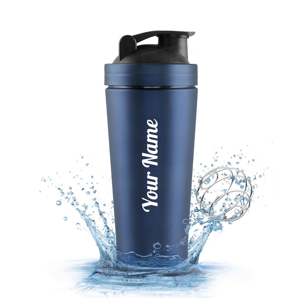 CORPORATE PORIUM Customised Stainless Steel Shaker for Gym 100% Leakproof Guarantee,Leakproof Gym Shaker for Supplements Water Bpa Free Material Diwali Gift, 700 Milliliter Blue