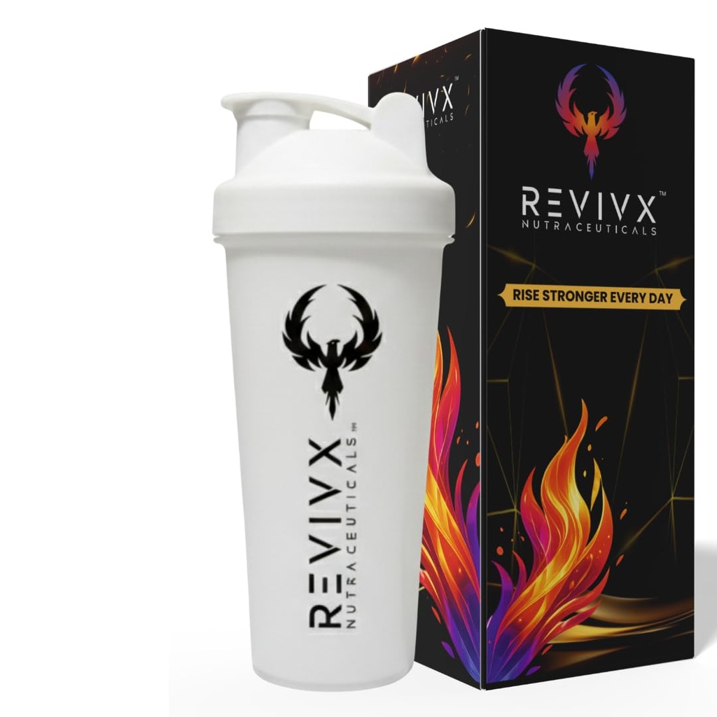 Protein Shaker Bottle 700ml BPA-Free Leakproof Gym Shaker for Fitness & Workouts (White)
