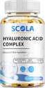 SCOLA Hyaluronsäure Kapseln - 250mg HA + 10.000mcg Biotin, 60 Vegan Kapseln | Deep Hydration, Hair & Nail Support | Non-GMO Formel