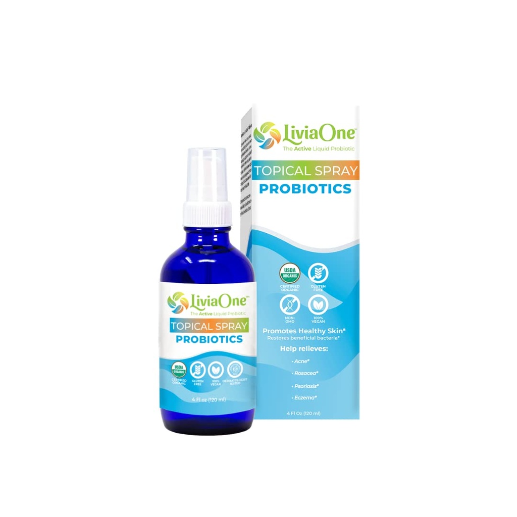 LiviaOne USDA Organische topische Probiotika für die Hautgesundheit | Lactobacillus Acidophilus Probiotika | Gut Health & Immune Support Supplement | Vegan | Non-GMO | Glutenfrei | 4 Fl Oz