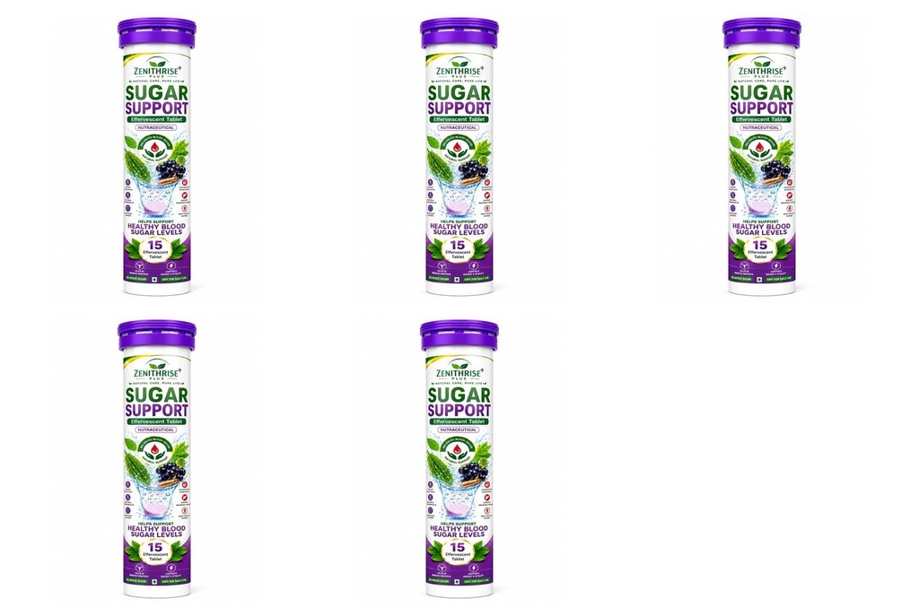 Zenithrise Plus Sugar Support Effervescent Tablet Pack of 5 (5x15 Tablets)